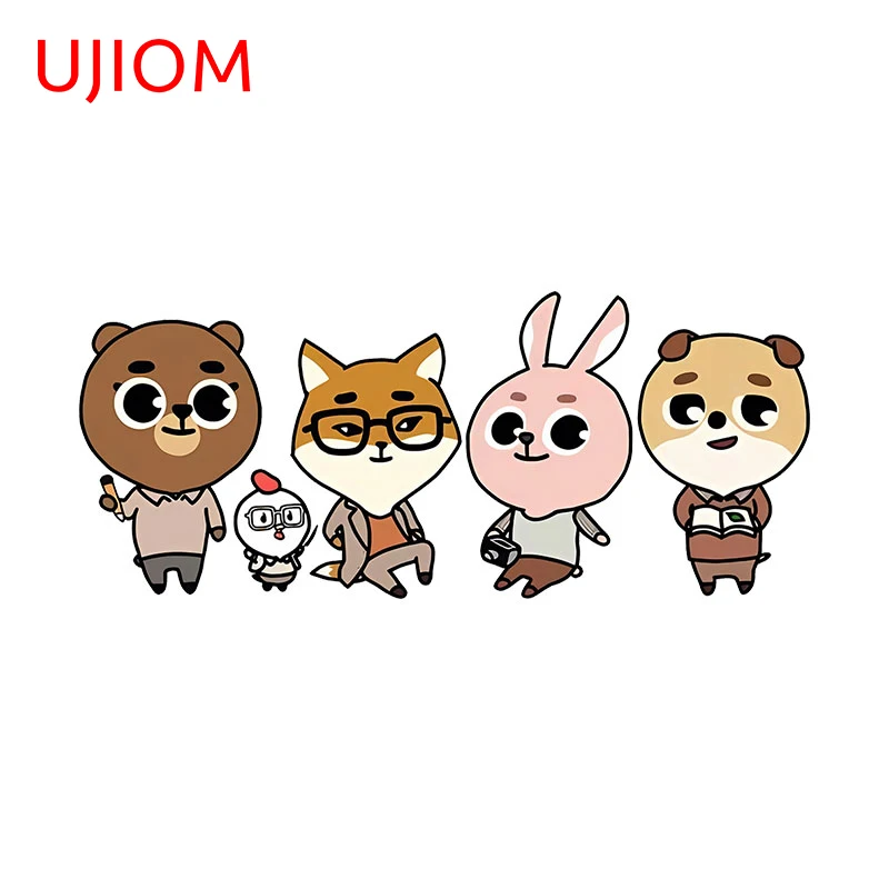 UJIOM 13 см X 5 аниме милая лиса денимал мультфильм наклейки на стену Забавная детская