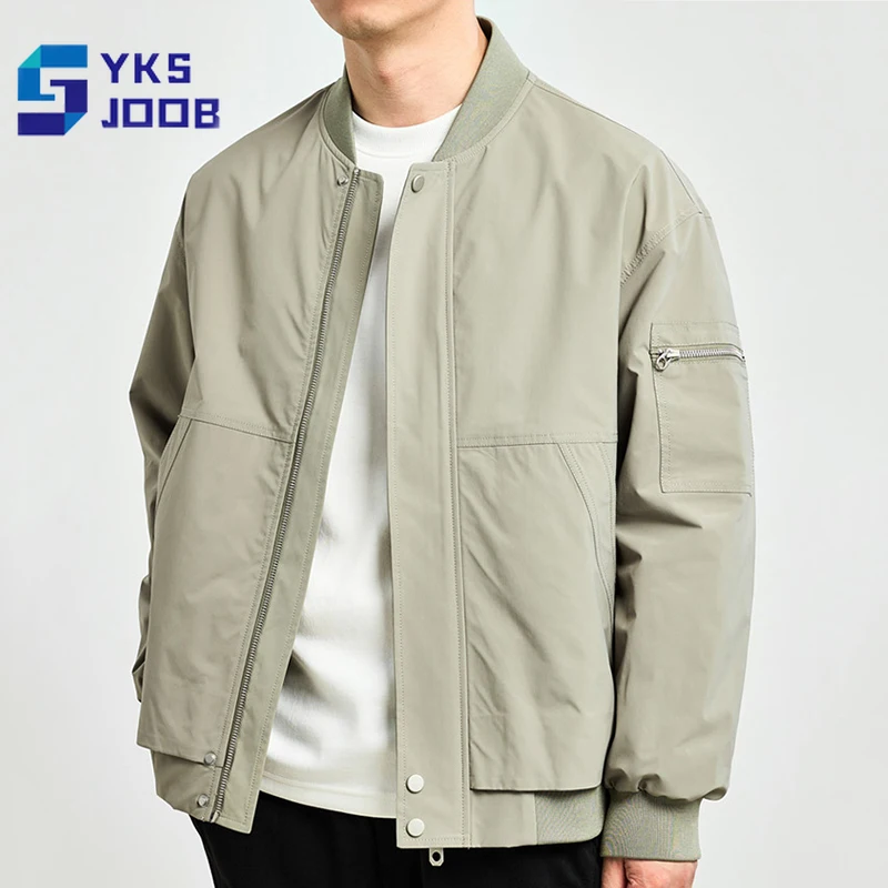 

Повседневная бейсбольная куртка, Мужская ветровка, модная облегающая куртка-бомбер с воротником-стойкой, однотонная простая верхняя одежда, осенняя мужская одежда