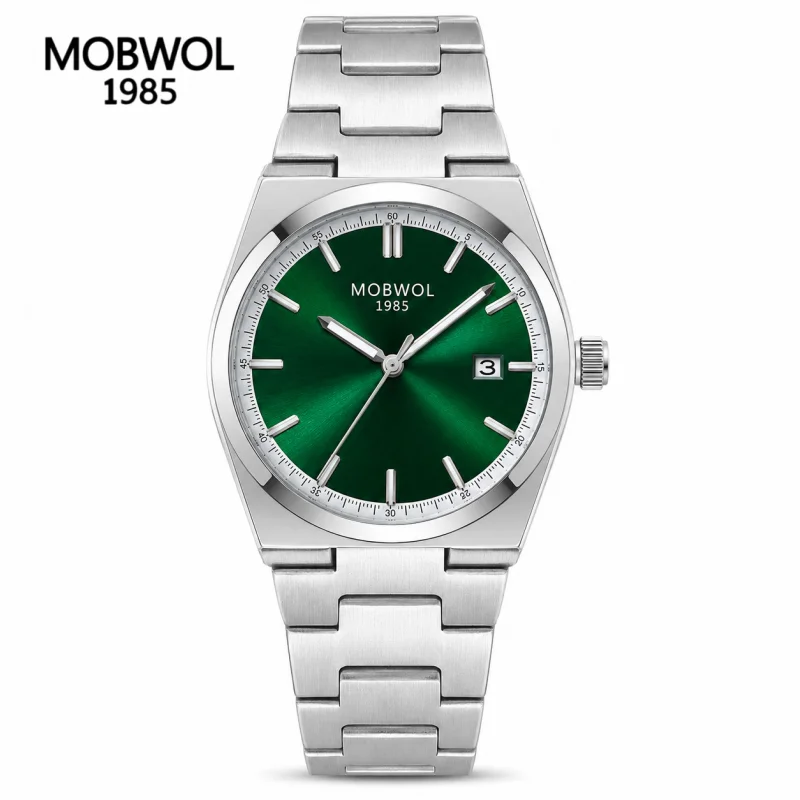Фото MOBWOL Роскошные кварцевые мужские наручные часы, спортивные мужские часы, водонепроницаемые, светящиеся, с датой и днями недели, из нержавеющей стали, мужские часы, Reloj+коробка №1