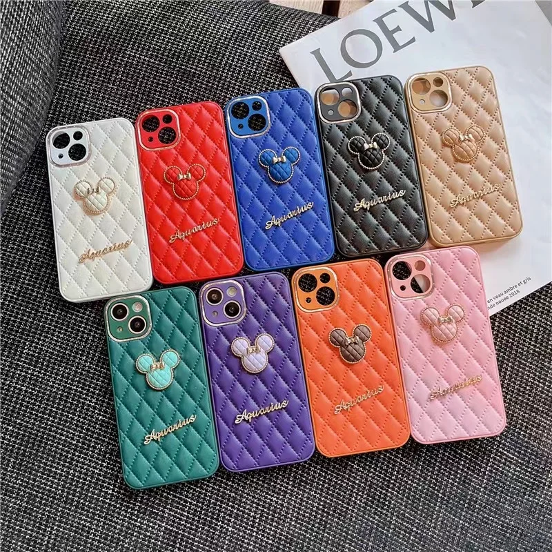 

Cute Cartoon For iPhone 13 12 11 Pro Max Purple Luxury Leather DIY Soft Case Girl Pink 12 Pro Max iX XR XsMax Blue Phone Case