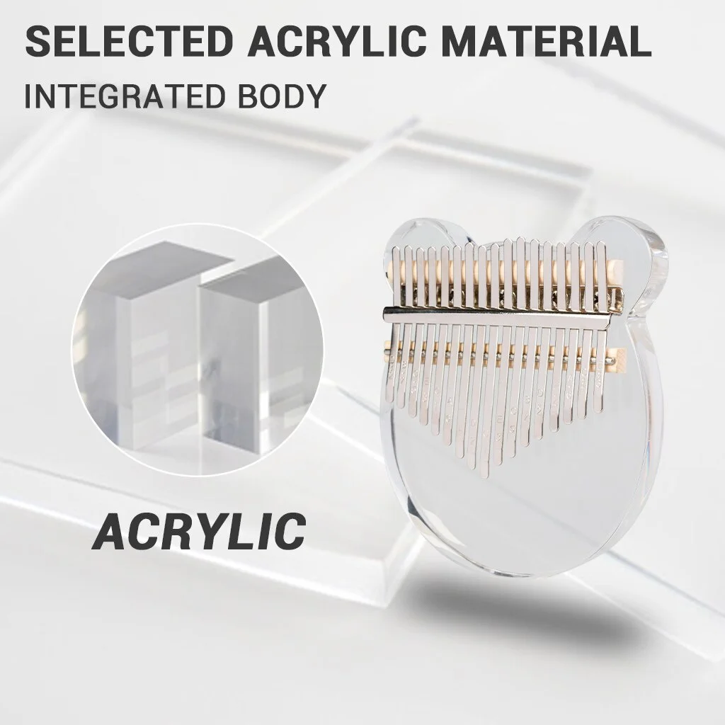 Thumb Keyboard 17 Key Kalimba Acrylic Thumb Piano 17 Keys Beer Kalimba Transparent Keyboard Instrument Africa Finger Piano SET