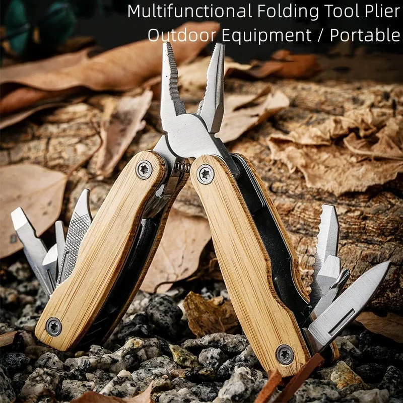 Tactical Steel Mini Portable Pliers Flashlight Survival Multi Tool Carabiner Camping Equipment EDC Hiking Accessory Outdoor