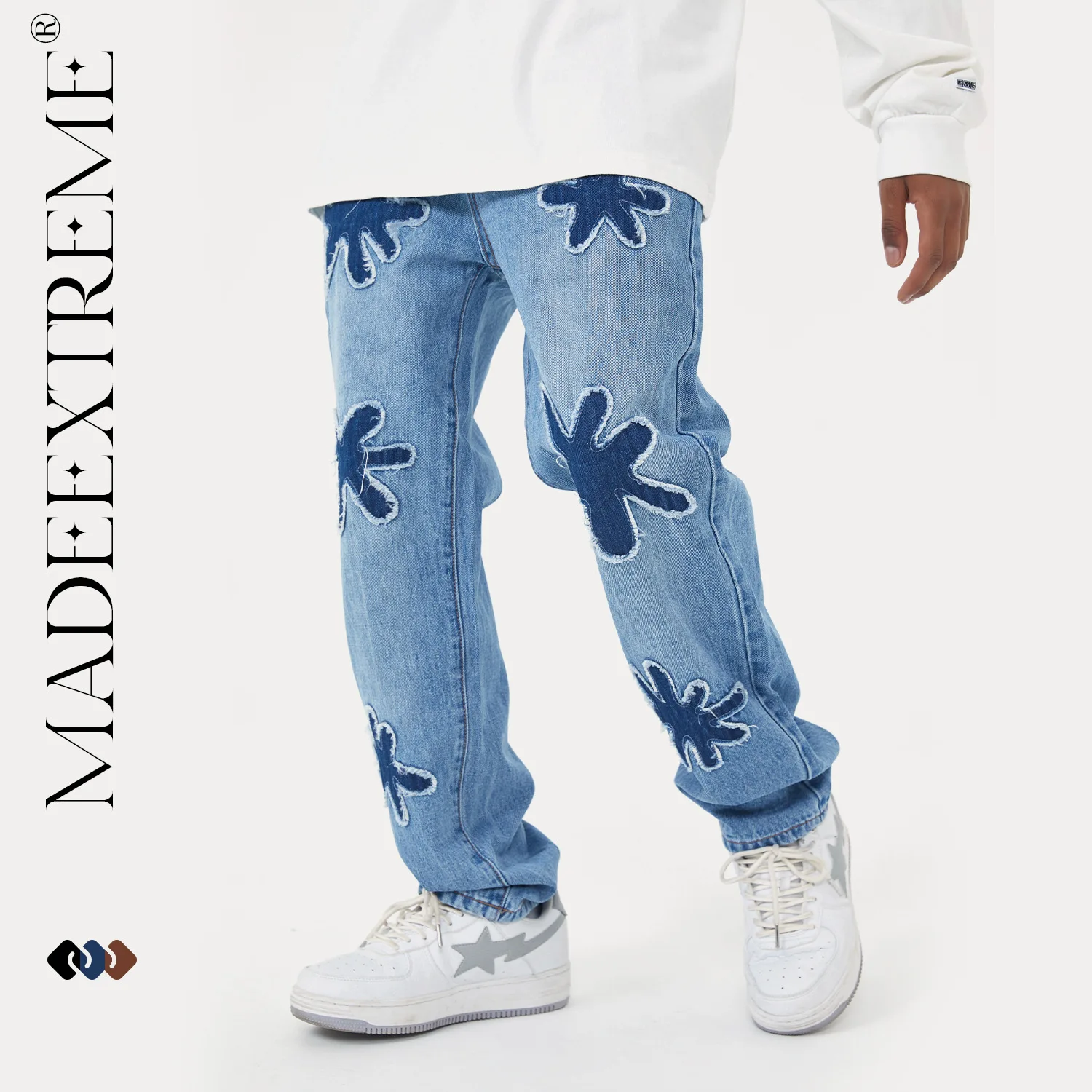 

MADEEXTREME American Retro Funny Burnt Flowers Small Crowd Wash Streetwear Pants for Men Y2k Clothes Men