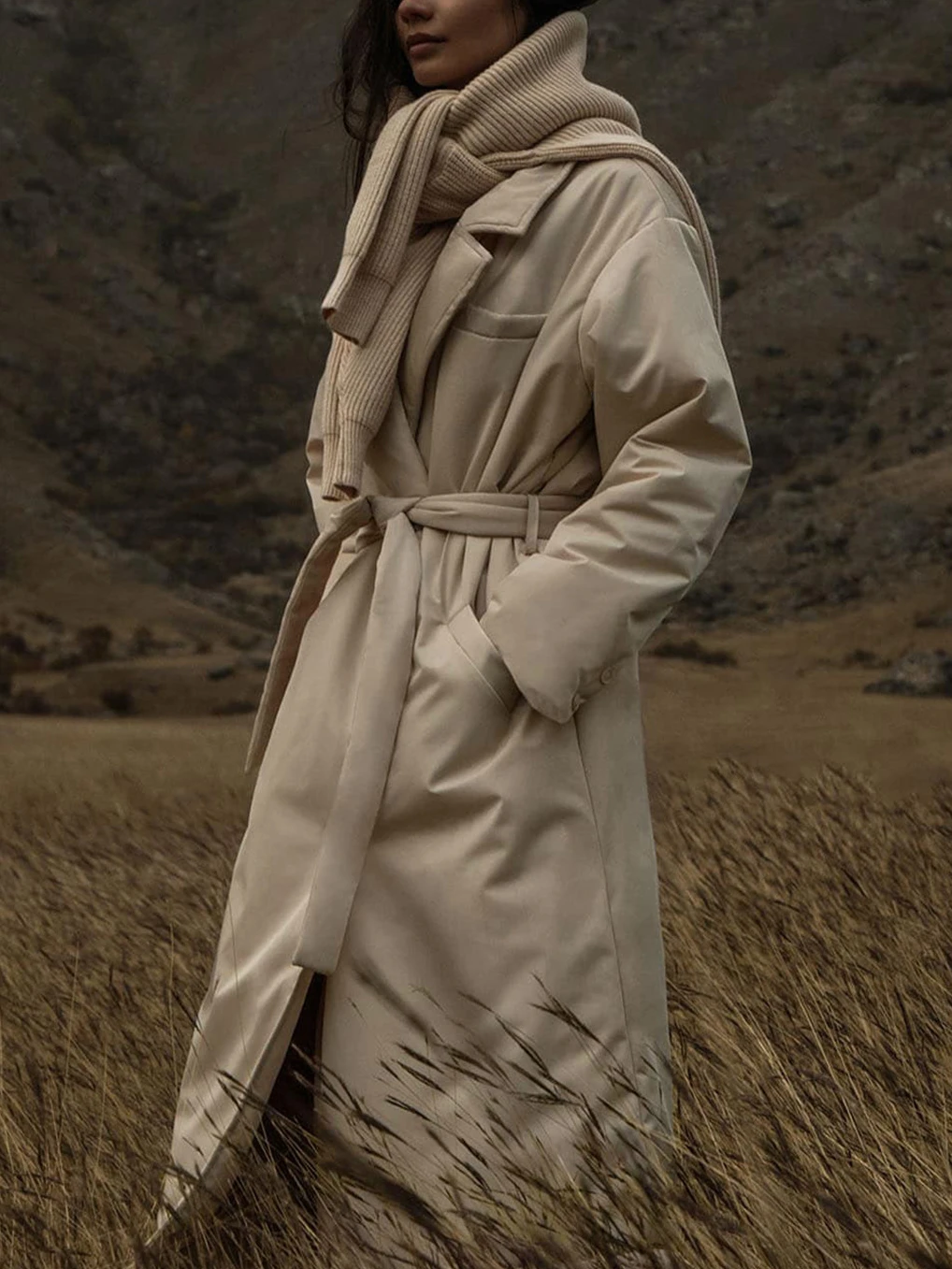 Fashion Thick Warm Khaki Long Parka with Belt 2022 Winter Elegant Office Lady Solid Cotton-padded Coats Women's Jacket Outerwear