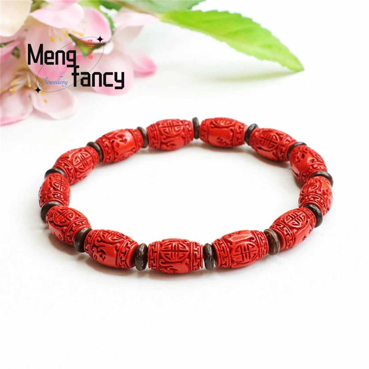

Natural Cinnabar Carving Bucket Zhulutong Bracelet Simple Generous Personality Vintage Ethnic Men Women Amulet Mascot Fine Gift