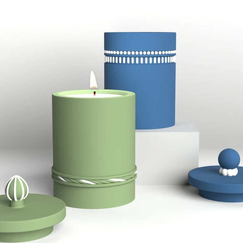 Креативная свеча емкость для бетонных свечей с крышкой форма цилиндрических