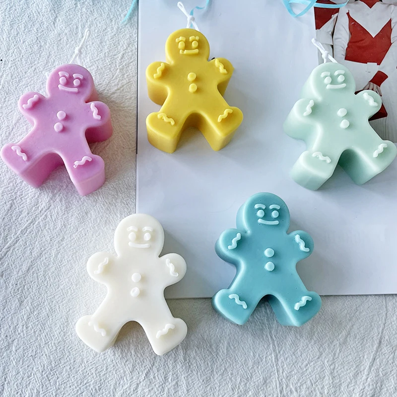 

Christmas Gingerbread Man Candle Mold Cookie Chocolate Baking Cake Mould DIY Christmas Atmosphere Scented Candle Silicone Mold