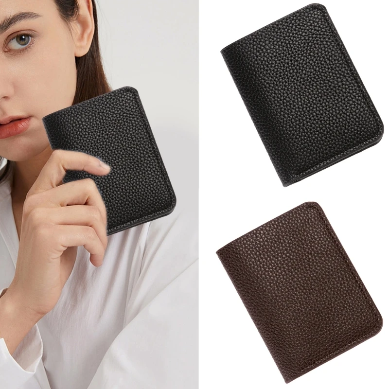 

Compact Litchi Pattern Card Case with Multiple Slots for Cards and IDs Durable