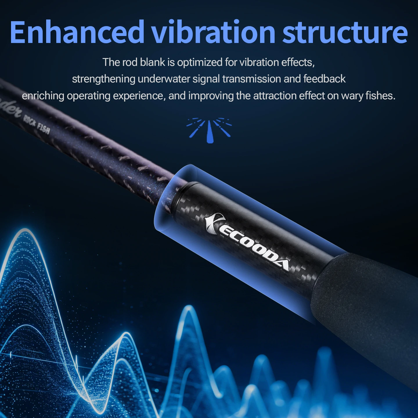 Фото Удилище для рокфишинга Ecooda Black Thunder III T1100G 40T, высокопрочное карбоновое удилище с гибким соединением секций и высокой плотностью наконечника. №2