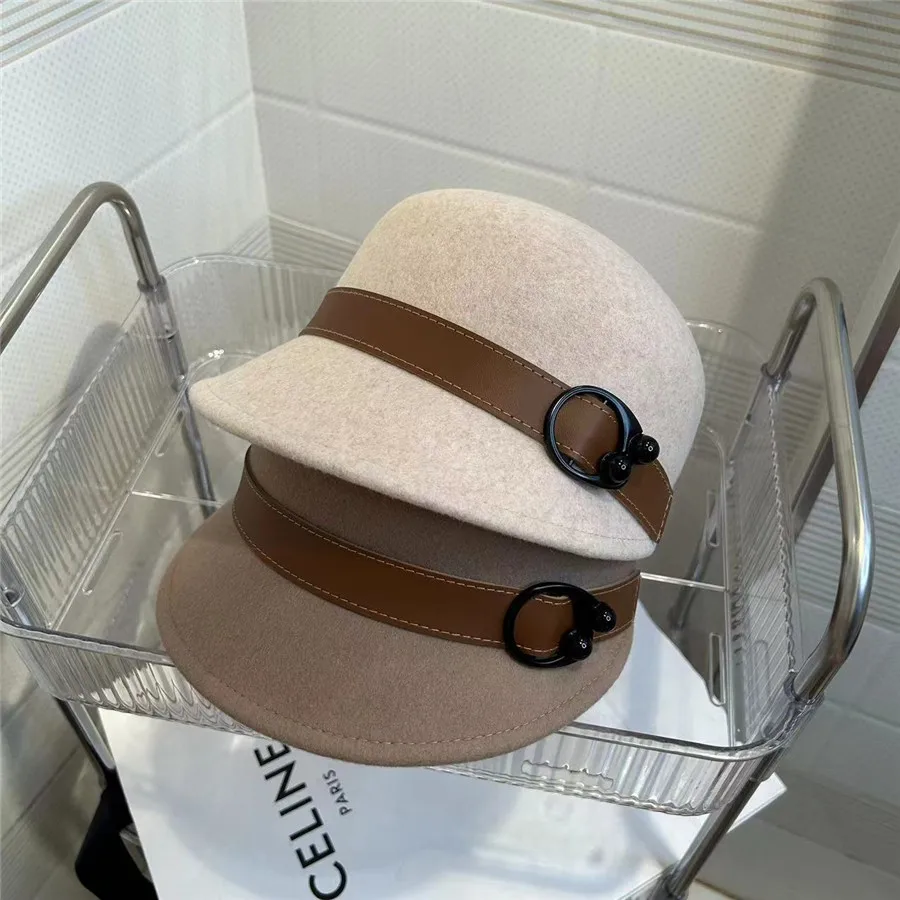 

Шляпа из японской шерсти фетра ПУ ленты с металлической круглой пряжкой, 202308-XL