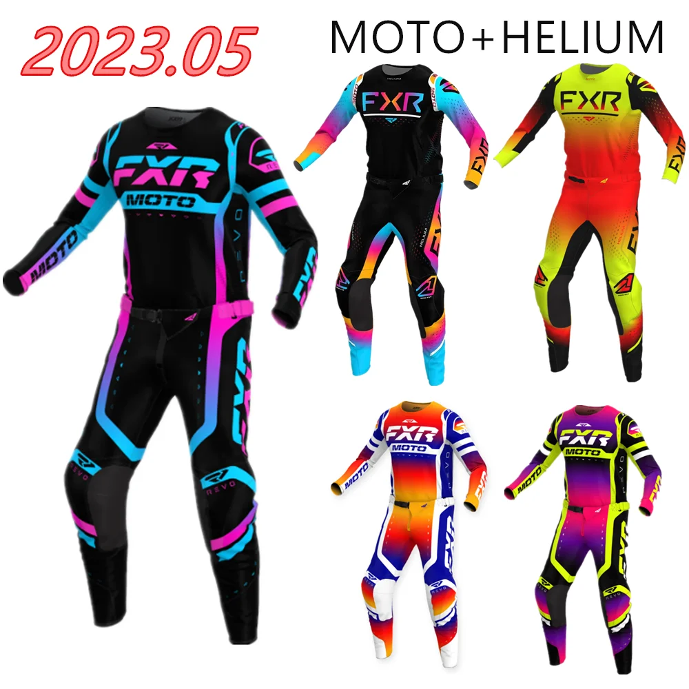 2023.05 FXR Moto Gear Set Helium Dirt Bike Clothing Off Road Motocross Jersey Set Motorcycle Clothing Breathable MX Combo
