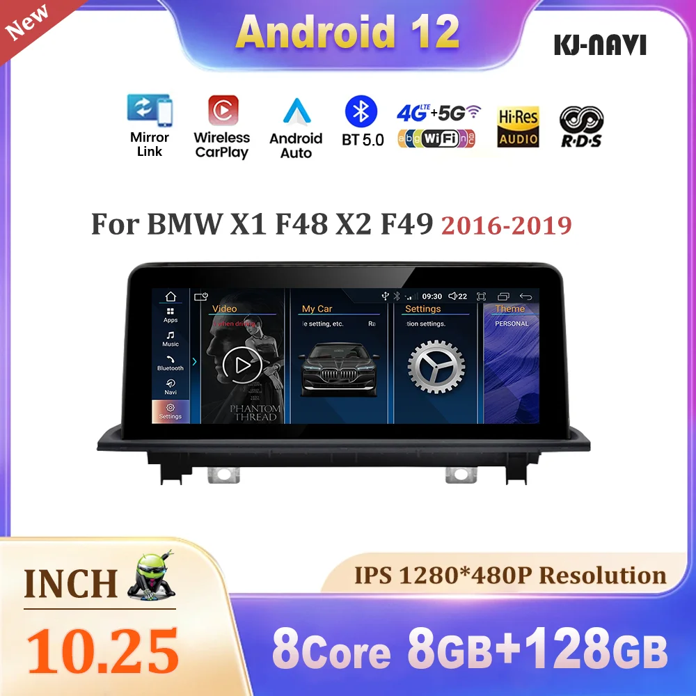 

10.25 Inch Android 12 For BMW X1 F48 X2 F49 2016-2019 Video Player Navigation Multimedia Automotiva WIFI NBT EVO System Navi 4G