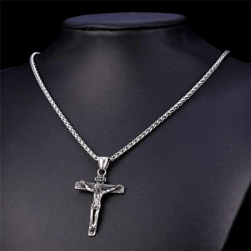 

Religious Jesus Cross Necklace for Men 2021 New Fashion Gold color Cross Pendent with Chain Necklace Jewelry Gifts for Men