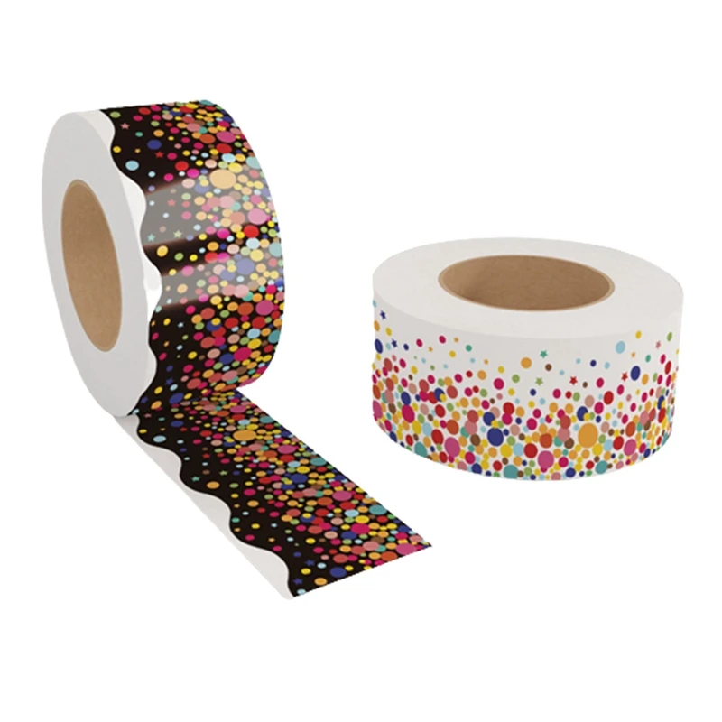 2 рулона бордюра для доски объявлений 131 фута/40 метров зубчатая отделка конфетти