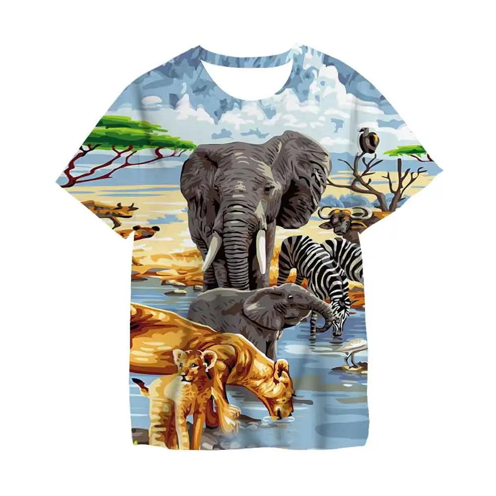 

Newest Tiger Lion Animals Print Cartoon Cool Funny T-Shirt Boys Short Sleeve T Shirt Tshirt Kids Fashion T-shirt Chilrden Tops