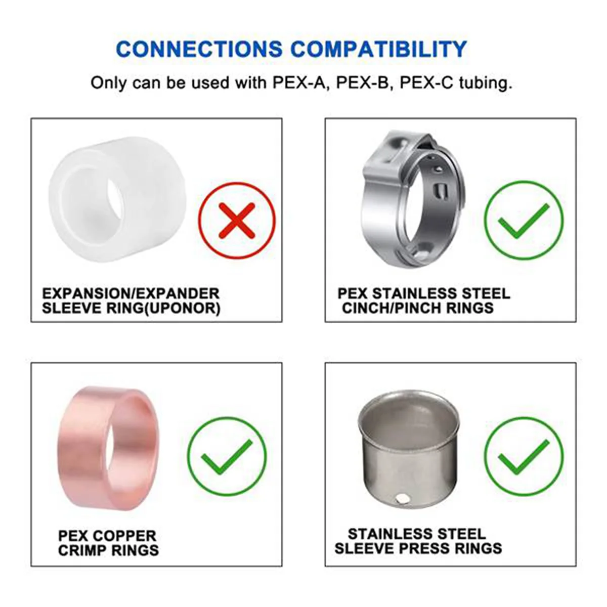 Упаковка из 25 шт. 1/2 дюйма колено 90 градусов обжимной фитинг Pex пластиковые