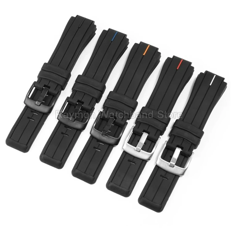 Фото Дышащий термостойкий силиконовый аксессуар для часов Timex T2N721 TW2T76300 TW2V22200, черный выпуклый интерфейсный ремешок 16x24 мм №1