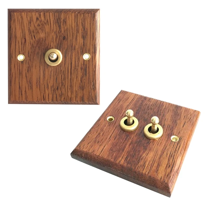 

2 Pcs 86 Type Solid Wood Panel Switch Wall Light Wood Grain Electrical Switch Socket 1 Switch & 2 Switch