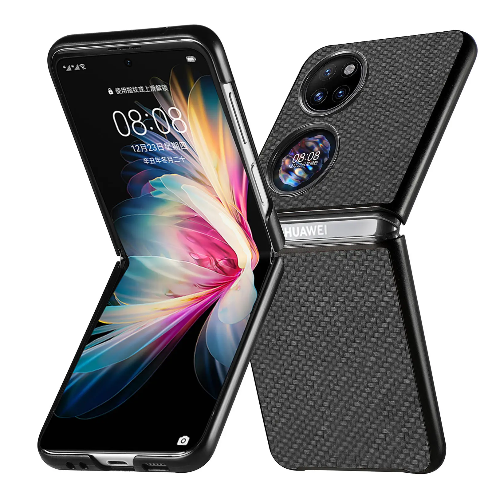 

Чехол для Huawei P50, роскошный чехол из углеродного волокна и кожи, пластиковый противоударный чехол для P50, Карманный чехол, защитная задняя кр...