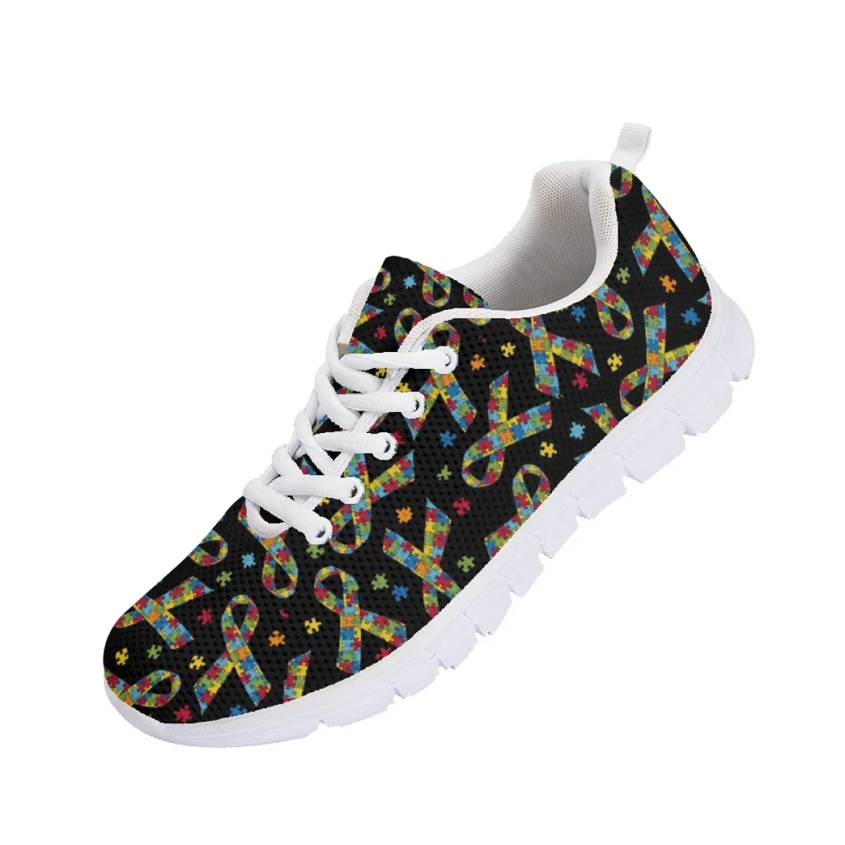 Nopersonality Autism Awareness Themes Woman Fashion Running Sneakers Female Mesh Flats Casual Shoes Casual Outdoors Femme
