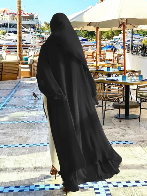 Better Double layer Abaya Kimono Dubai Kaftan Muslim Cardigan Abayas Dresses Women Casual Robe Femme Caftan Islam Clothes F2664 2