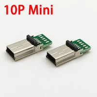 5pcs mini usb 10p plug socket charging adapter w pc board mini 10 pin male usb data cable connector plug