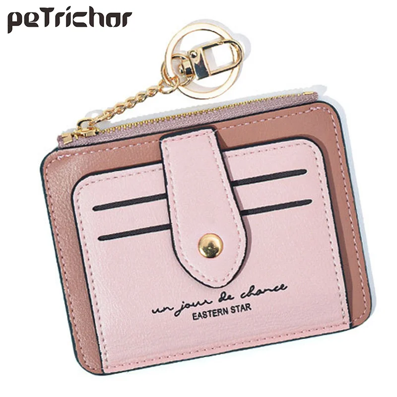 

Sweet Women Card Holders Brand Pu Leather Small Wallet for Women Fashion Coin Purse Money & Card Bags with Key Chain Girls Purse