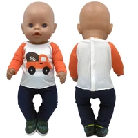4 in 1 a set green hooded coat outwear short pants shirt fit for 43cm baby dolls boy clothes for 18 inch doll suit