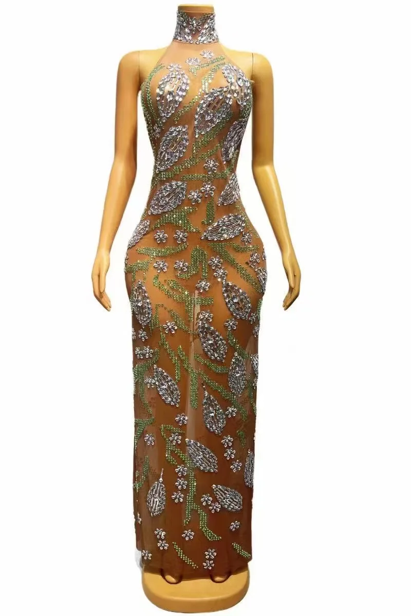 

Sexy Silver Sequin Handmade Evening Dress Party Birthday Female Singer Costume Stage Dance Outfit Ds Dj Bar Performance Wear