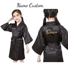 Банный халат с логотипом на заказ, атласный банный халат для мальчиков и девочек, интимное нижнее белье, шелковая пижама для невесты, повседневный подарок на свадьбу