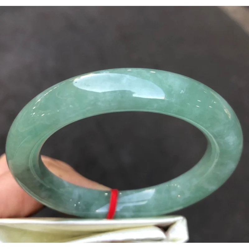 Сертификат природного класса AA ледяной бирманский зеленый нефритовый браслет 54