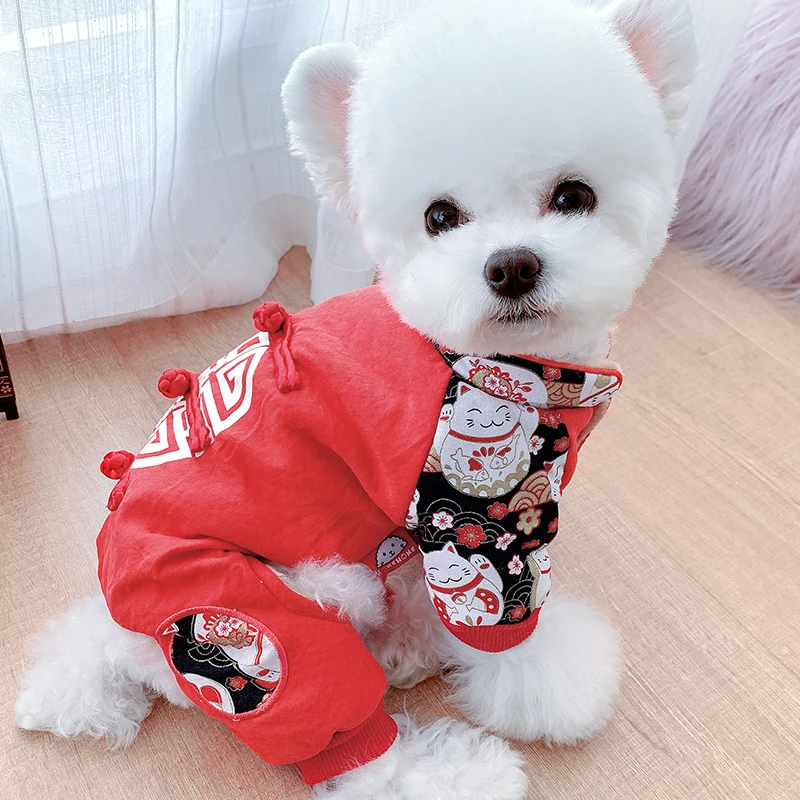 

Chinese New Year Dog Jacket Winter Warm jumpsuit Pet Clothes Outfit Puppy Small Dog Clothing Yorkie Poodle Pomeranian Costume