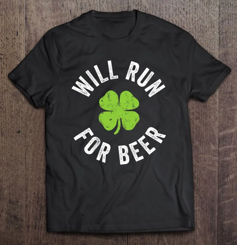 

Футболка Will Run For Beer, День Святого Патрика, одежда в эстетике, футболки с коротким рукавом, мужская рубашка, футболка оверсайз, мужская рубашк...