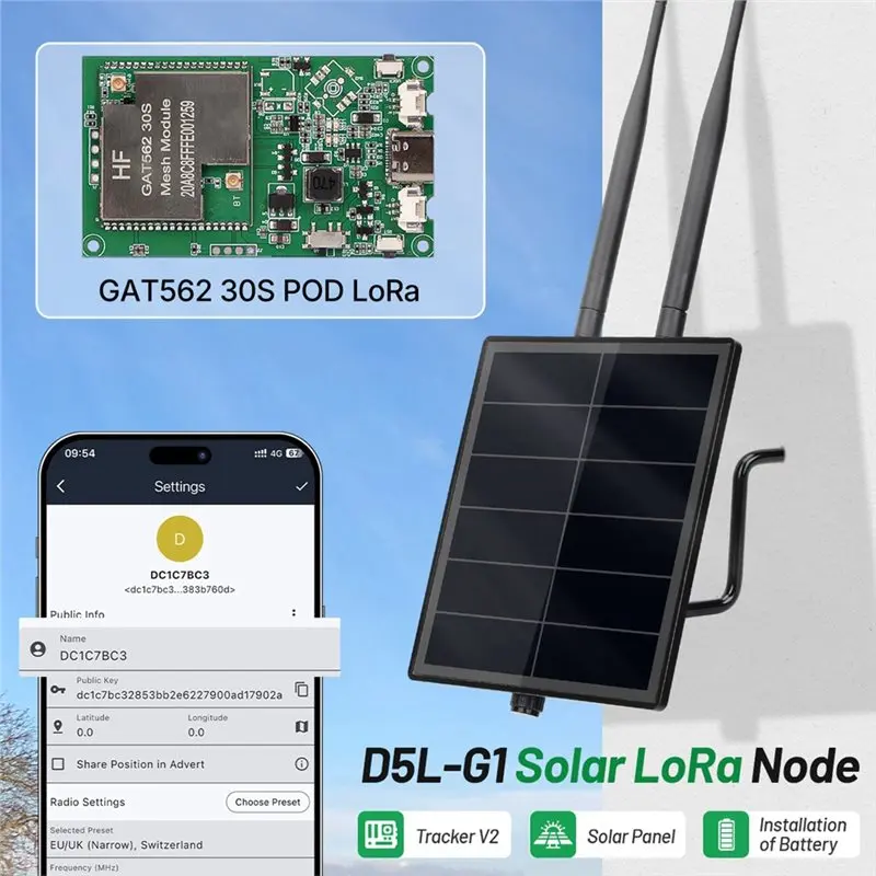Фото ABMH-GAT562 5W Lora Repeater Node 30S 30Dbi на солнечной энергии, с поддержкой Meshtastic Flashing Meshcore Mesh Board №2