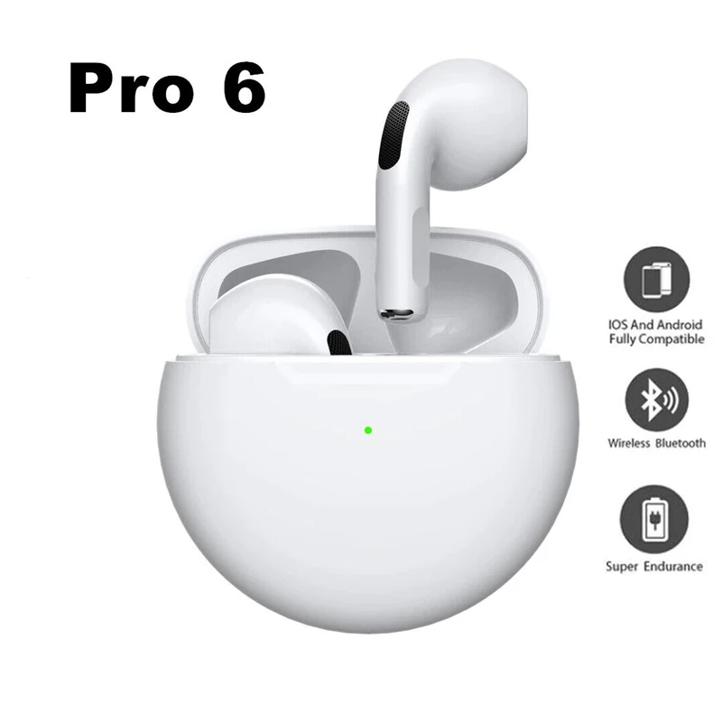 Pro6 TWS Wireless Earphones with Mic Fone Bluetooth Headphones Sport Earbuds Running Stereo Headset For Apple IPhone Xiaomi |