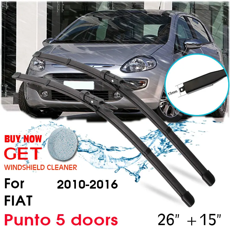 

Car Blade Front Window Windshield Rubber Silicon Refill Wiper For Fiat Punto 5 doors 2010-2016 LHD / RHD 26"+15" Car Accessories