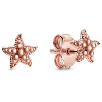 authentic 925 sterling silver sparkling rose gold starfish stud earrings for women wedding gift pandora jewelry