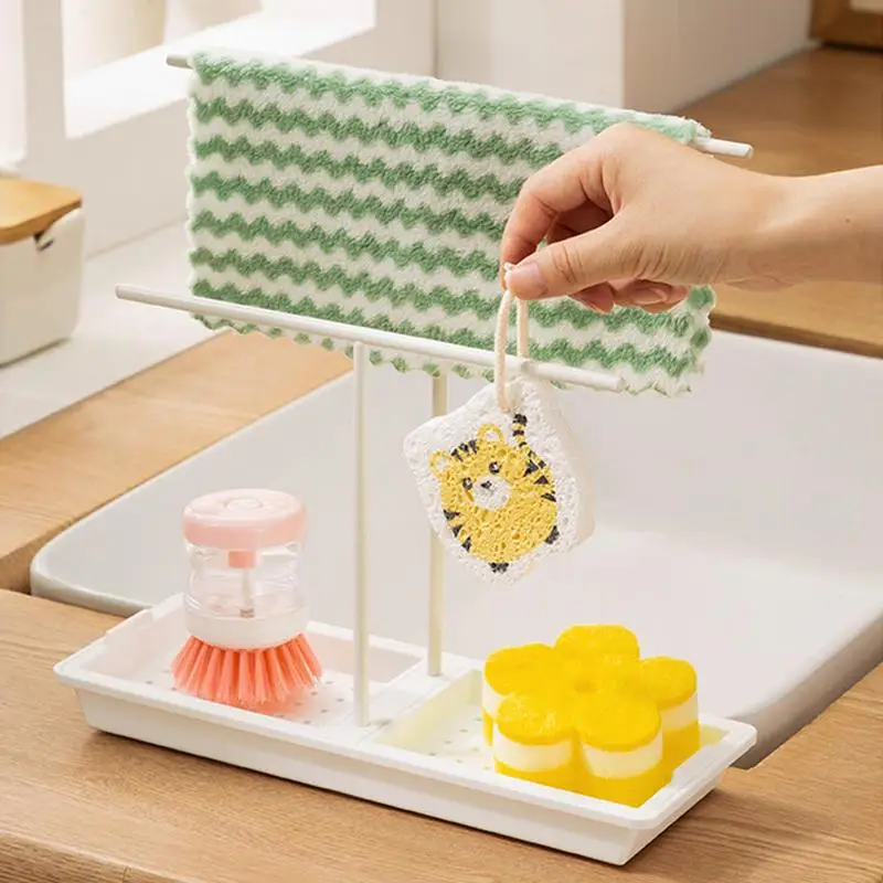 

Sink Storage Rack Dishcloth Hanger Bathroom Draining Shelf Telescopic Detachable Rack For Kitchen Sponge Tray Rag Brush Holder