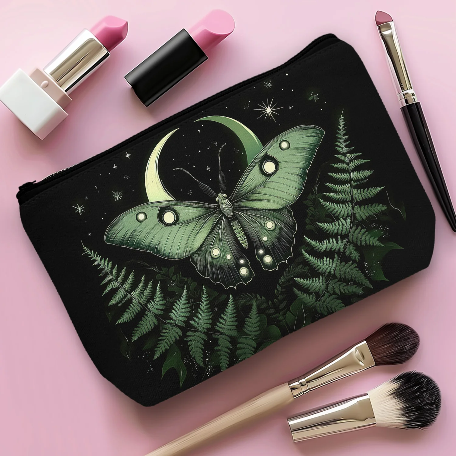 1 шт. сумка для хранения косметики с зеленым мотилем готическая косметичка