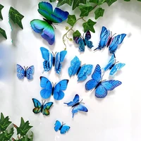 12pcs double layer 3d butterfly wall sticker on the wall home decor butterflies for decoration magnet fridge stickers new style
