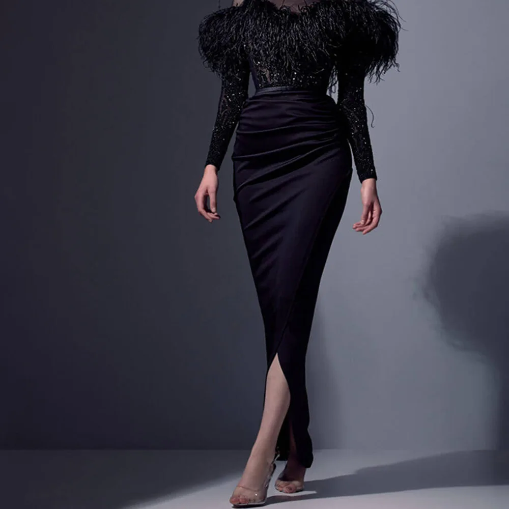 Women'S Sexy Satin Blob Wrap Hip Prom Dress Dress