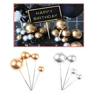 20pcs golden ball cake topper birthday party cupcake topper for baby shower birthday christmas party supplies cake decoration