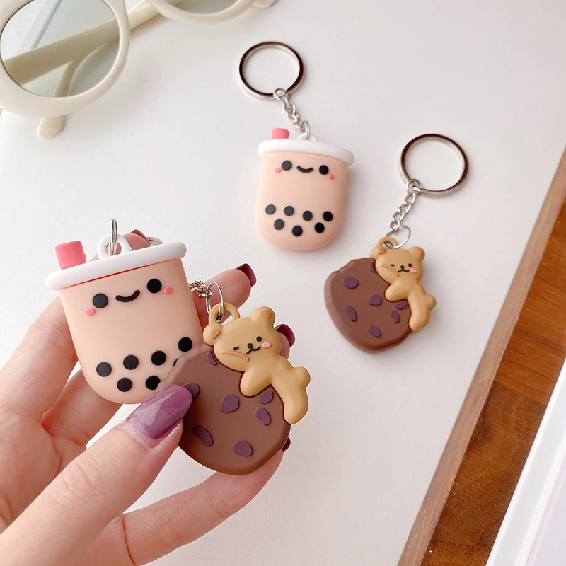 

Cute Milk tea biscuit Anti-lost Full Protective Cover Soft Location Tracker Protector for AirTags Bluetooth Tracker Accessory