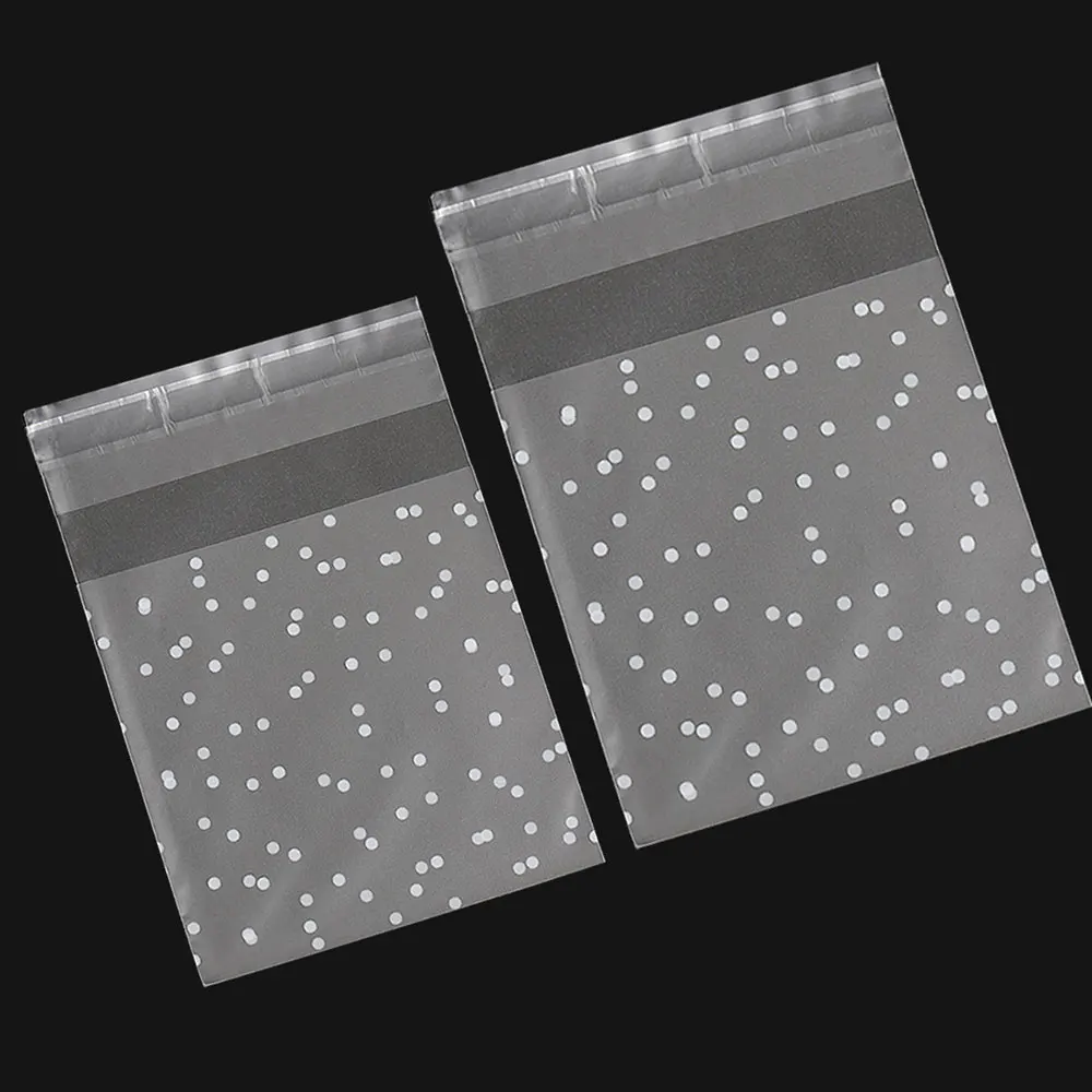 100 шт. пластиковые прозрачные пакеты в горошек