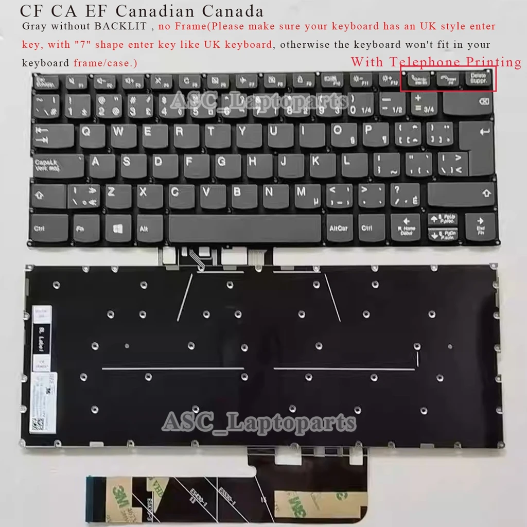 Новая канадская французская клавиатура для Lenovo Flex 6-14ikb 6-14arr Yoga C740-14IML S740-14IIL, C640-13IML LTE, S740-14IIL с подсветкой (art.: 3920d8bb715fb) - 3920d8bb715fb