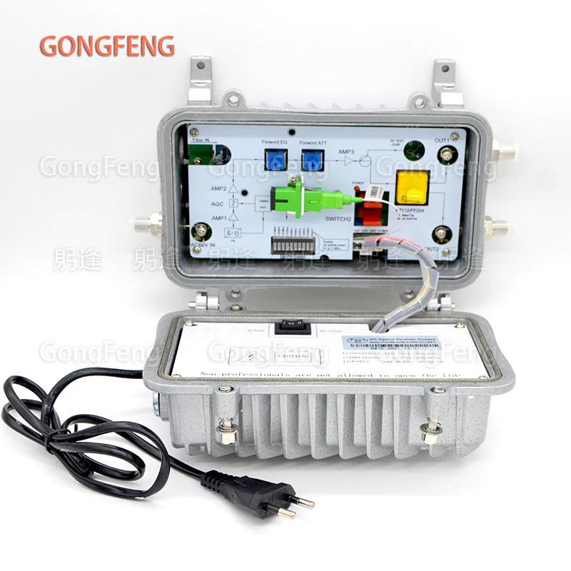 New 60V/220V Optical Receiver Two Output CATV Digital Analog Signal Ultra Low Receiving With AGC Optical Transmission Equipment