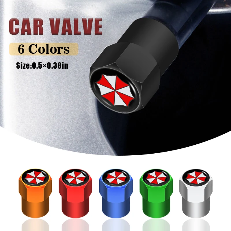 

4Pcs Metal Car Tyre Stem Air Valve Caps Universal for Umbrella Corporation Tvirus Academy Cosplay Funko Corp Pen Accessories