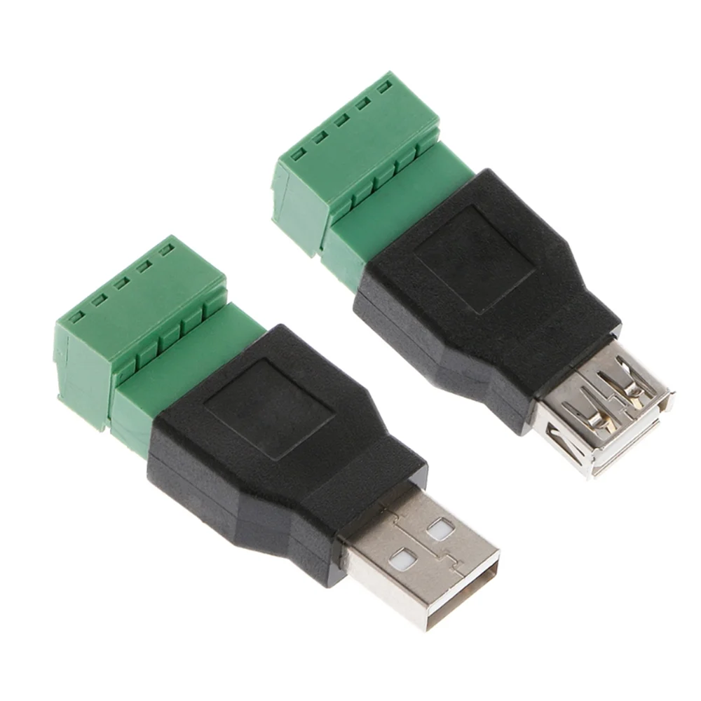 

USB 2.0 Type A To 5P Screw Shield Terminal Plug Male Female Connector
