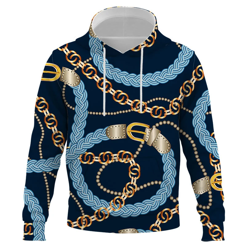 

Autumn Winter Men Women Sweatshirt Hoodie 3D Printing Abstract Chain Pattern Boys Girls Kids Casual Long Sleeve Tops