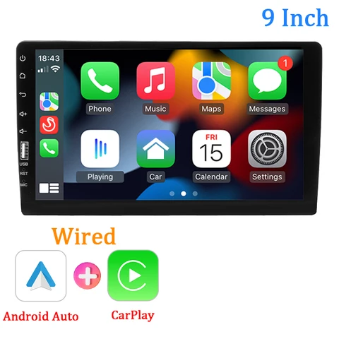 Автомагнитола 9 дюймов 1 Din Carplay Android автомобильный мультимедийный плеер HD сенсорный экран FM Bluetooth MirrorLink универсальная Автомагнитола